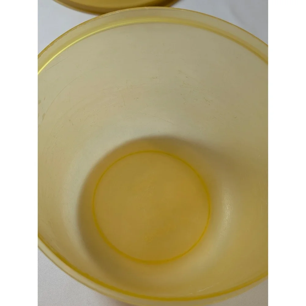 Vintage Rubbermaid Servin Saver Bowls Harvest Gold Avocado Green Daisy Lids 2pc